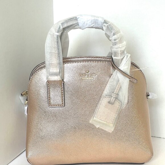 Kate Spade Small Lottie Rose Gold Leather Crossbody - Picture 2 of 12